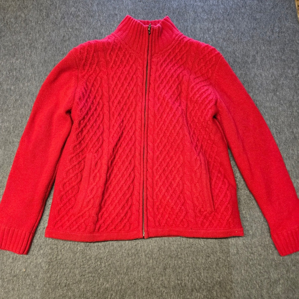 Vintage Carraig Donn Cardigan Sweater Womens Small Red Wool Cable Knit Ireland